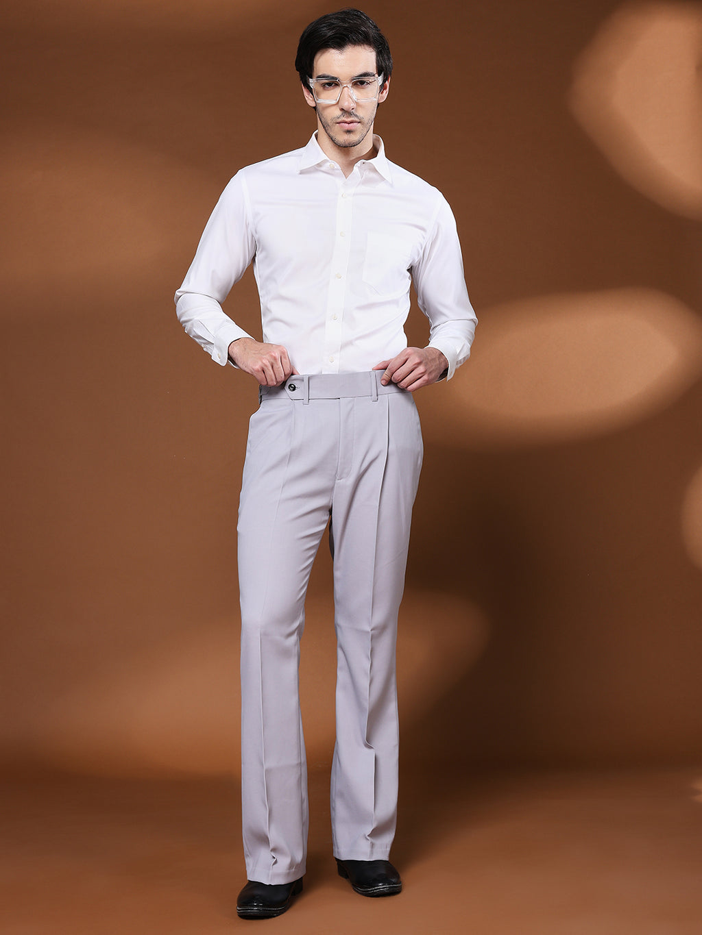Bell Bottom Signature Buckle Light Grey Gurkha Pants