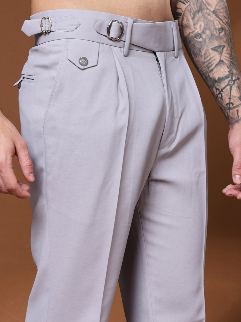 Bell Bottom Single Buckle Light Grey Gurkha Pants