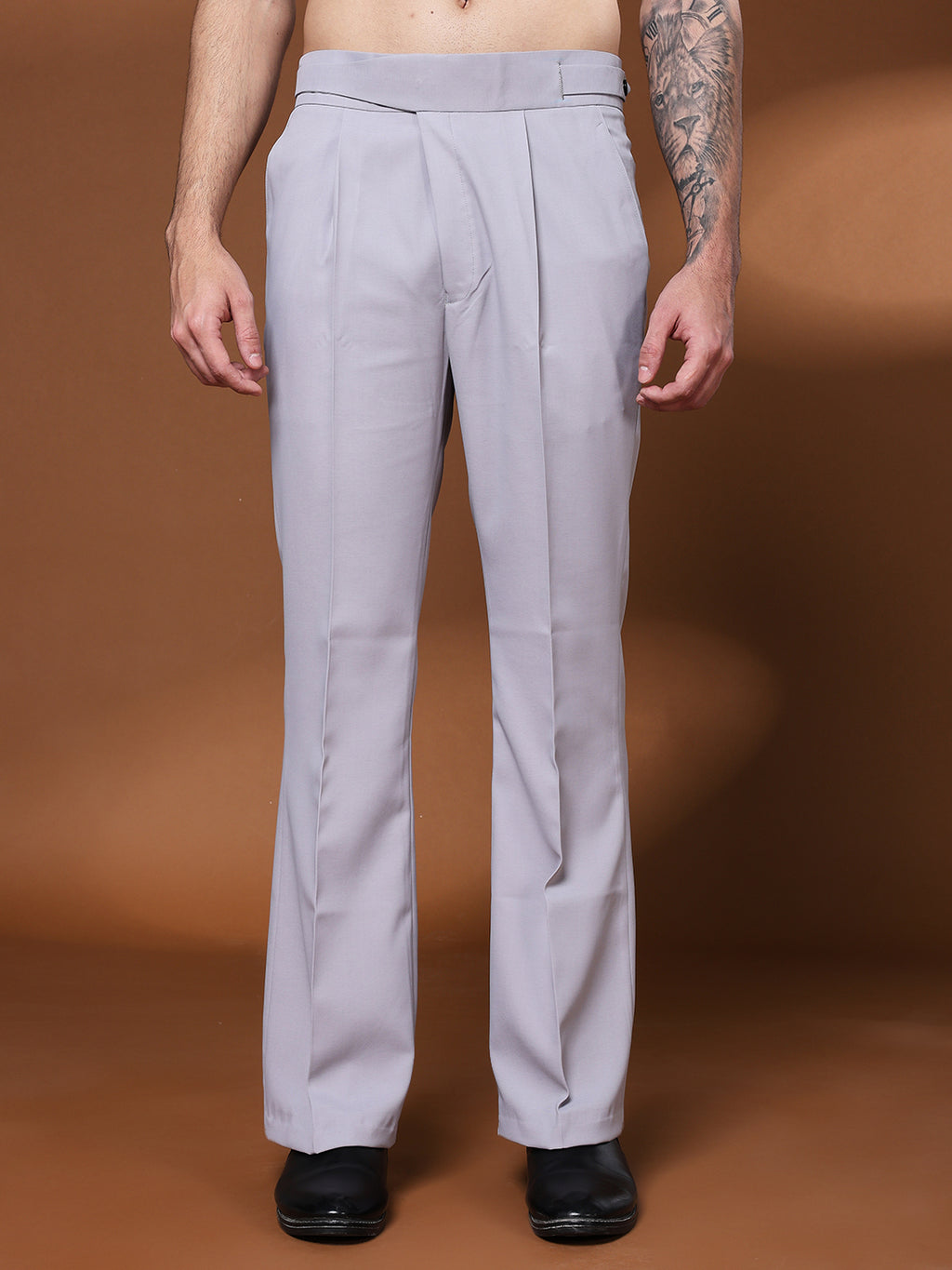 Bell Bottom Classic Button Light Grey Gurkha Pants