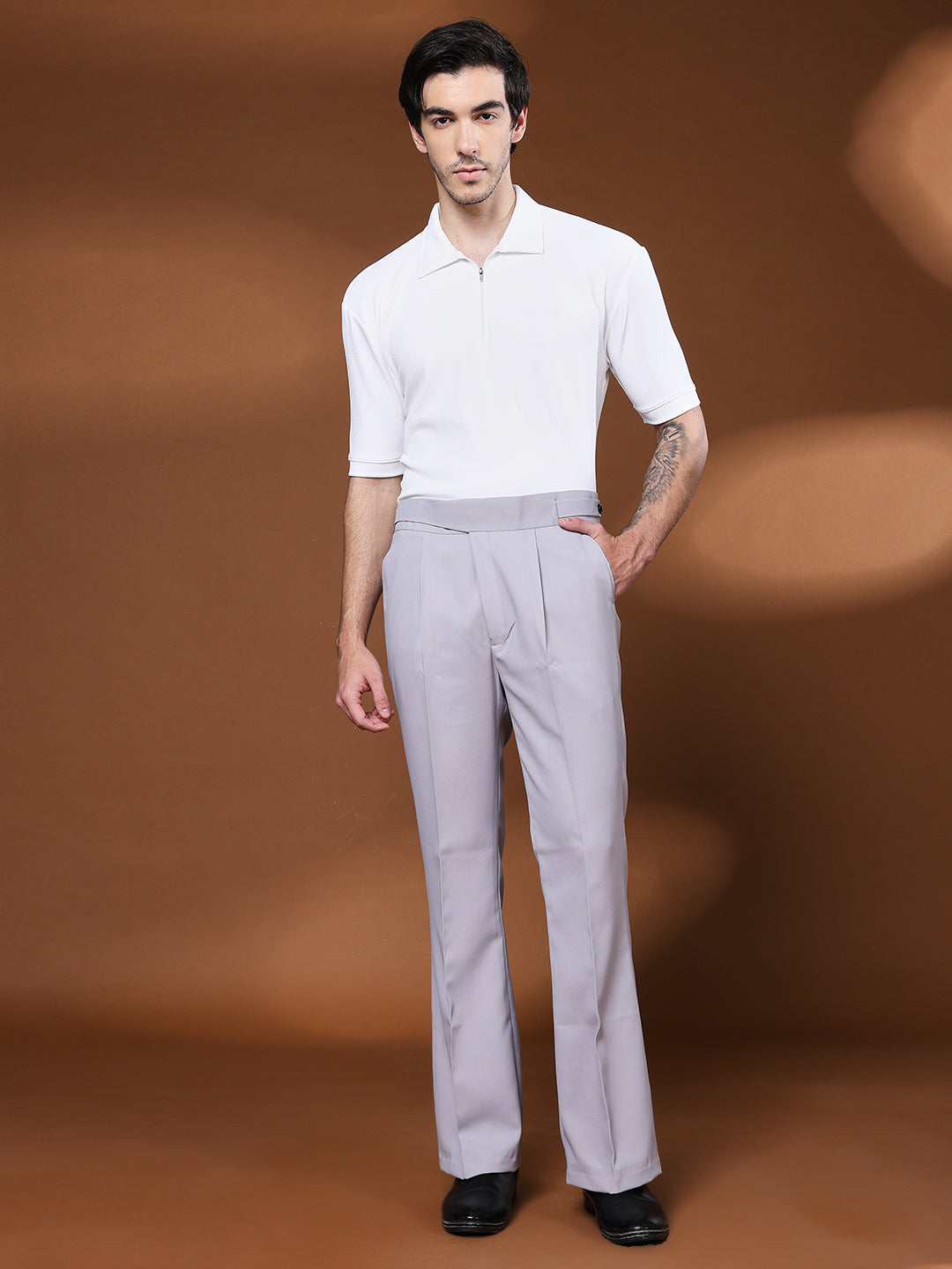 Bell Bottom Classic Button Light Grey Gurkha Pants