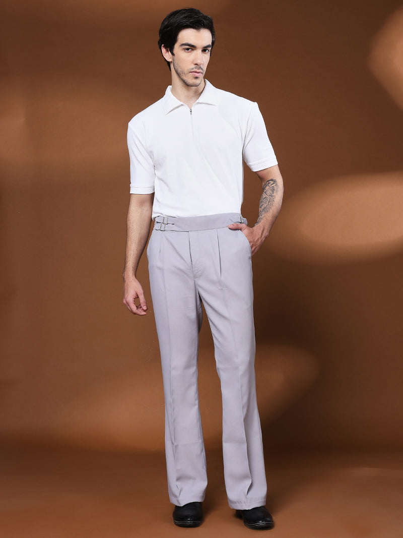 Bell Bottom Double Buckle Light Grey Gurkha Pants