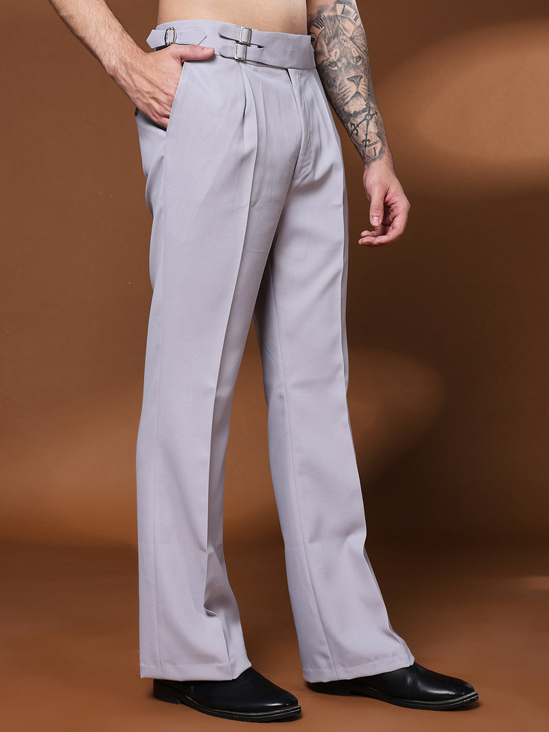 Bell Bottom Double Buckle Light Grey Gurkha Pants