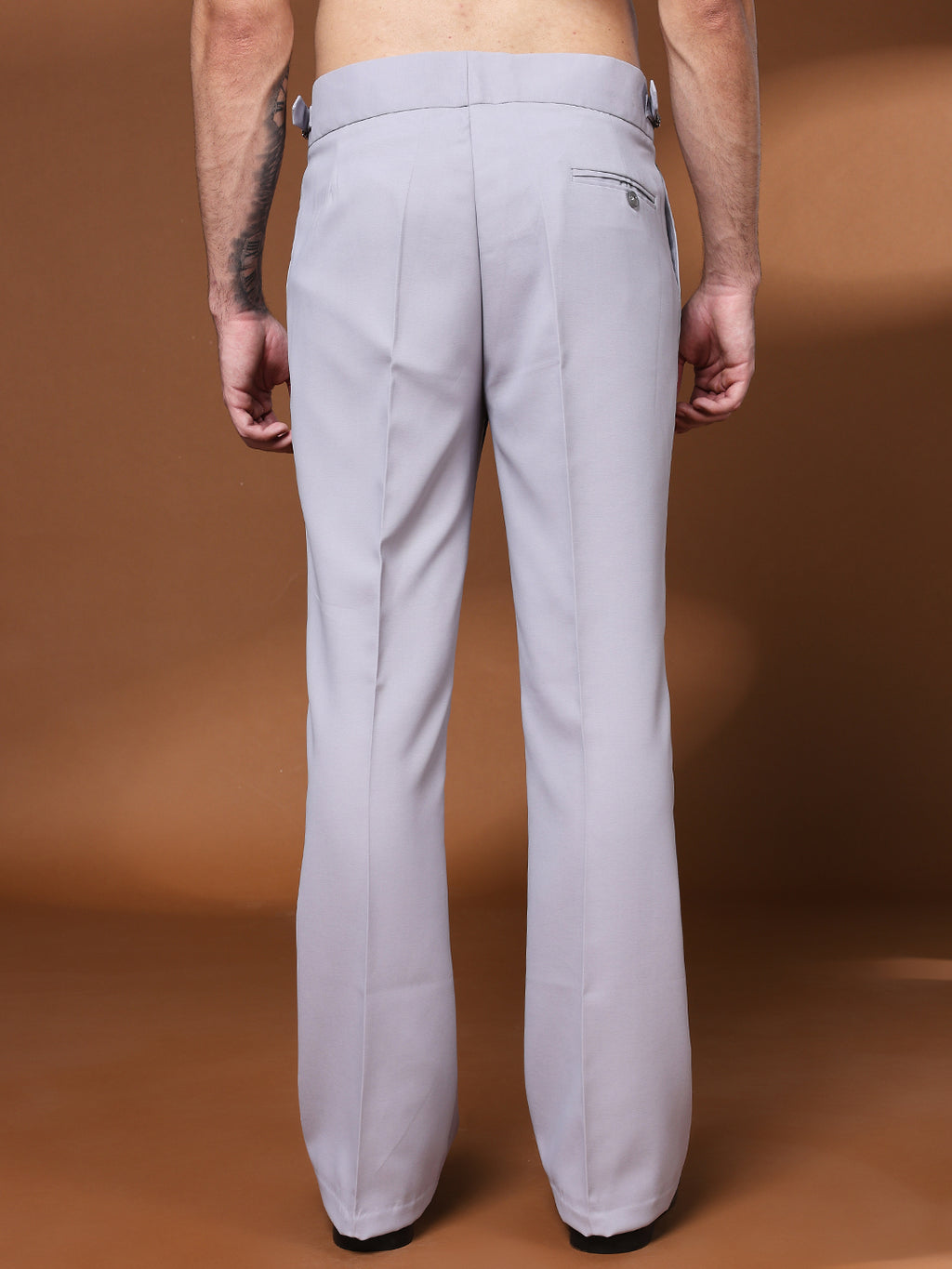 Bell Bottom Double Buckle Light Grey Gurkha Pants