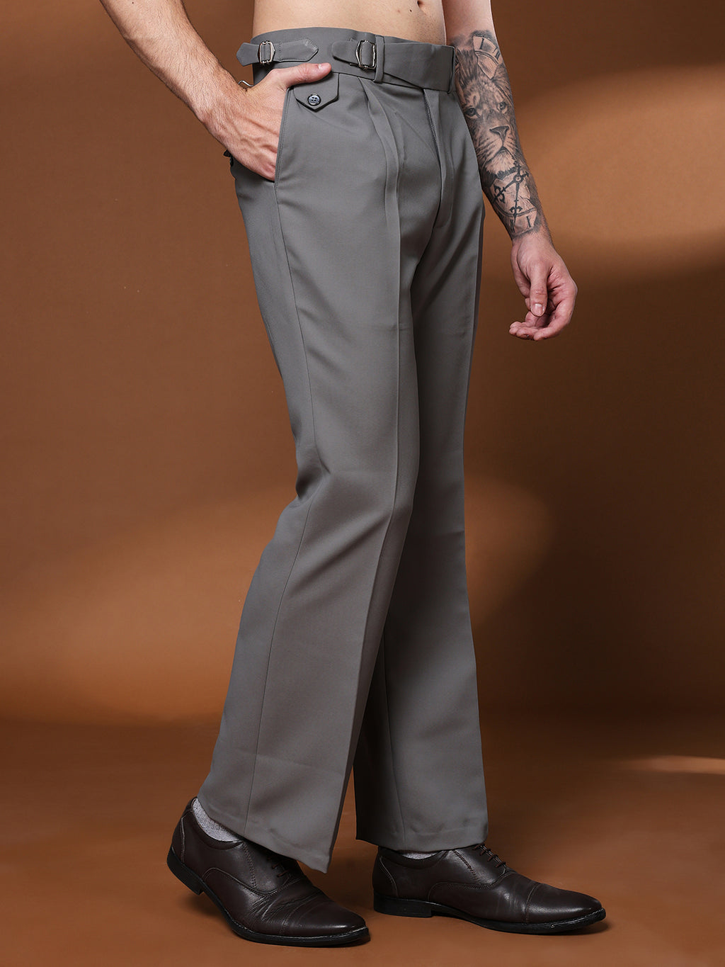 Bell Bottom Single Buckle Perfect Grey Gurkha Pants
