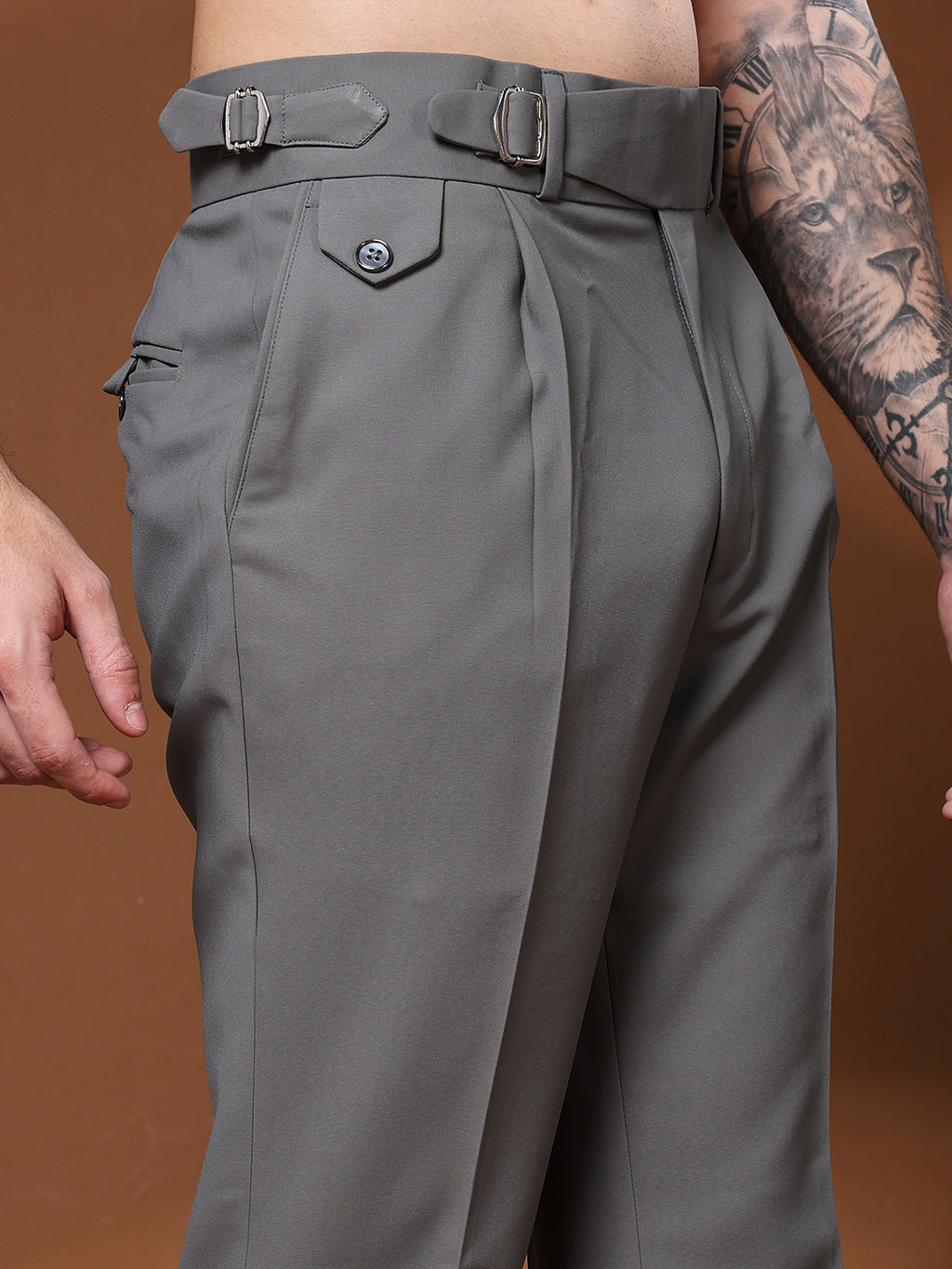 Bell Bottom Single Buckle Perfect Grey Gurkha Pants