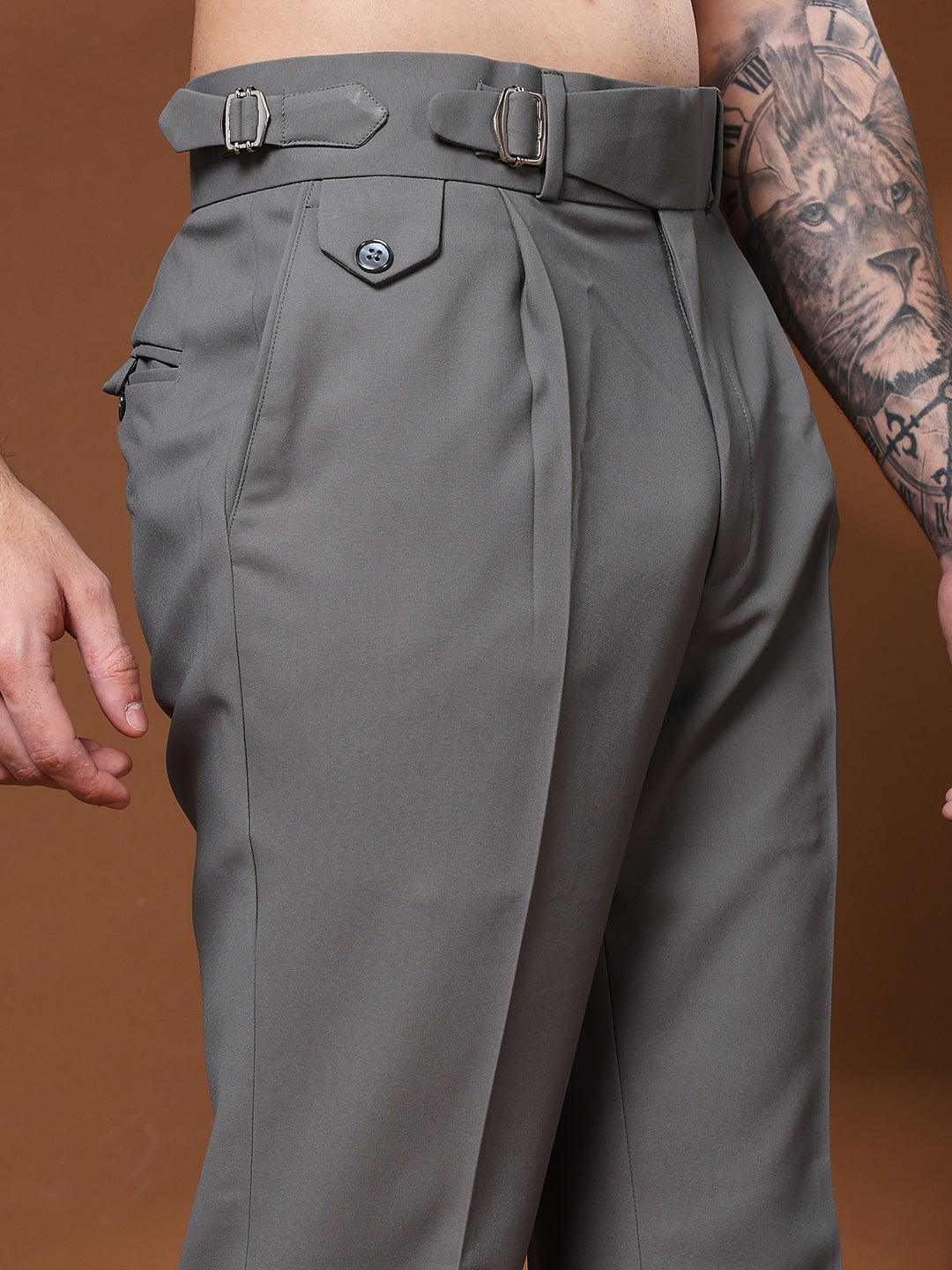 Bell Bottom Single Buckle Perfect Grey Gurkha Pants