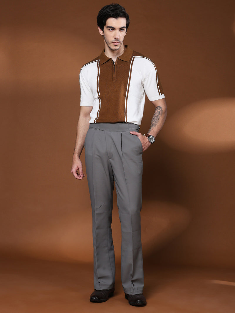 Bell Bottom Classic Button Prefect Grey Gurkha Pants