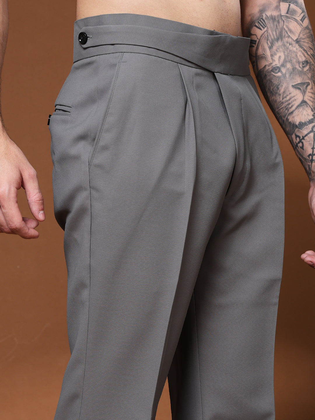 Bell Bottom Classic Button Prefect Grey Gurkha Pants