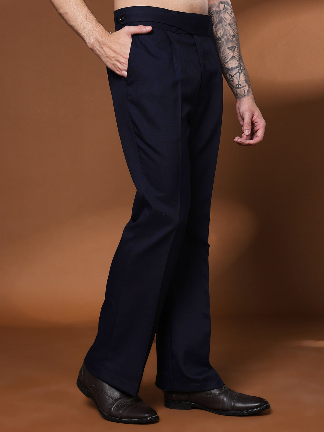 Bell Bottom Classic Button Navy Blue Gurkha Pants