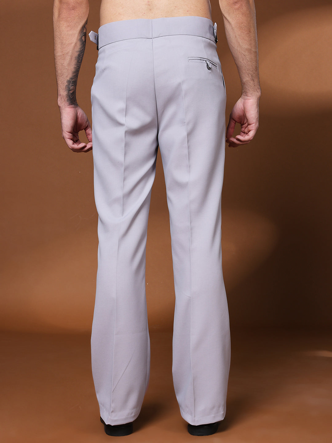 Bell Bottom Classic Buckle Light Grey Gurkha Pants