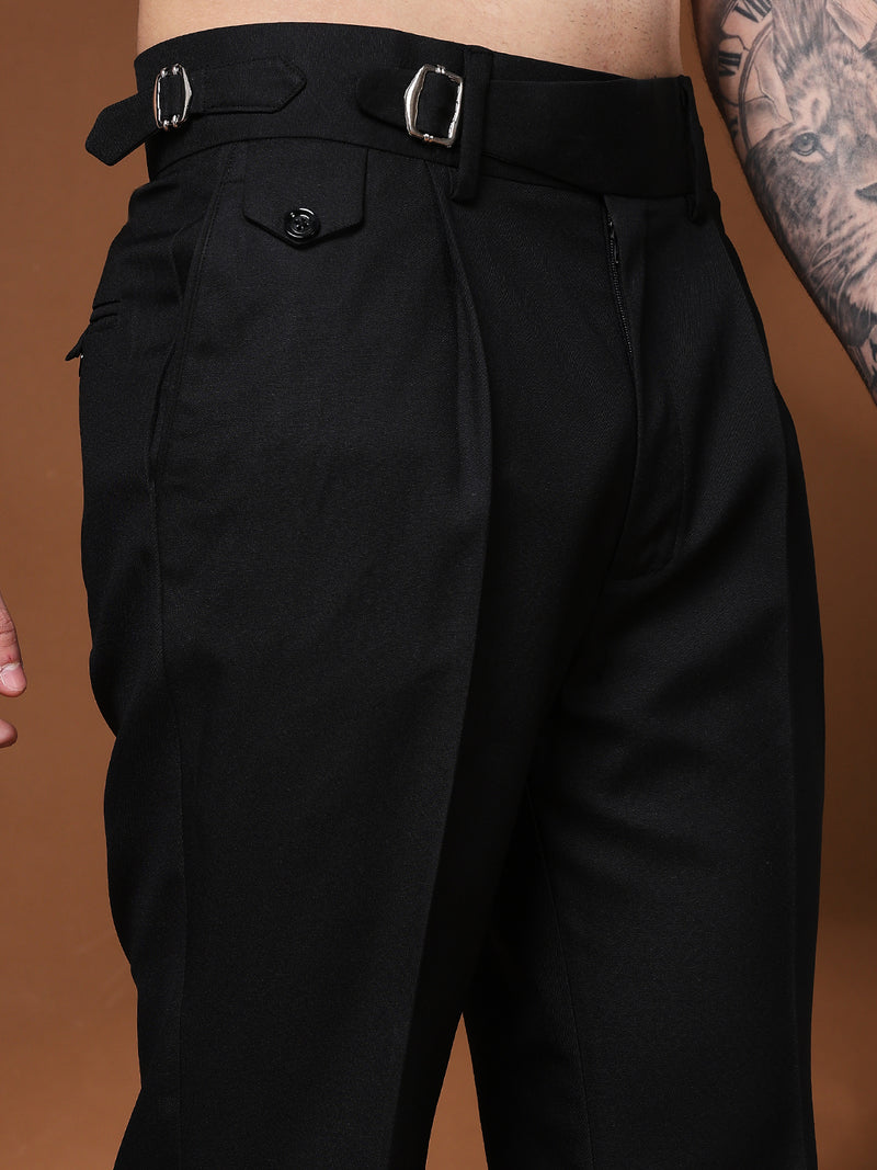 Bell Bottom Single Buckle Royal Black Gurkha Pants