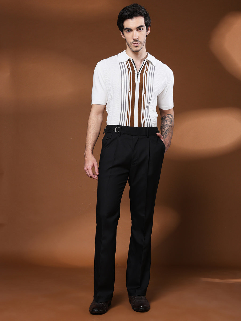 Bell Bottom Single Buckle Royal Black Gurkha Pants