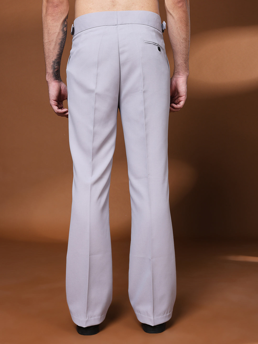 Bell Bottom Double Button Light Grey Gurkha Pants