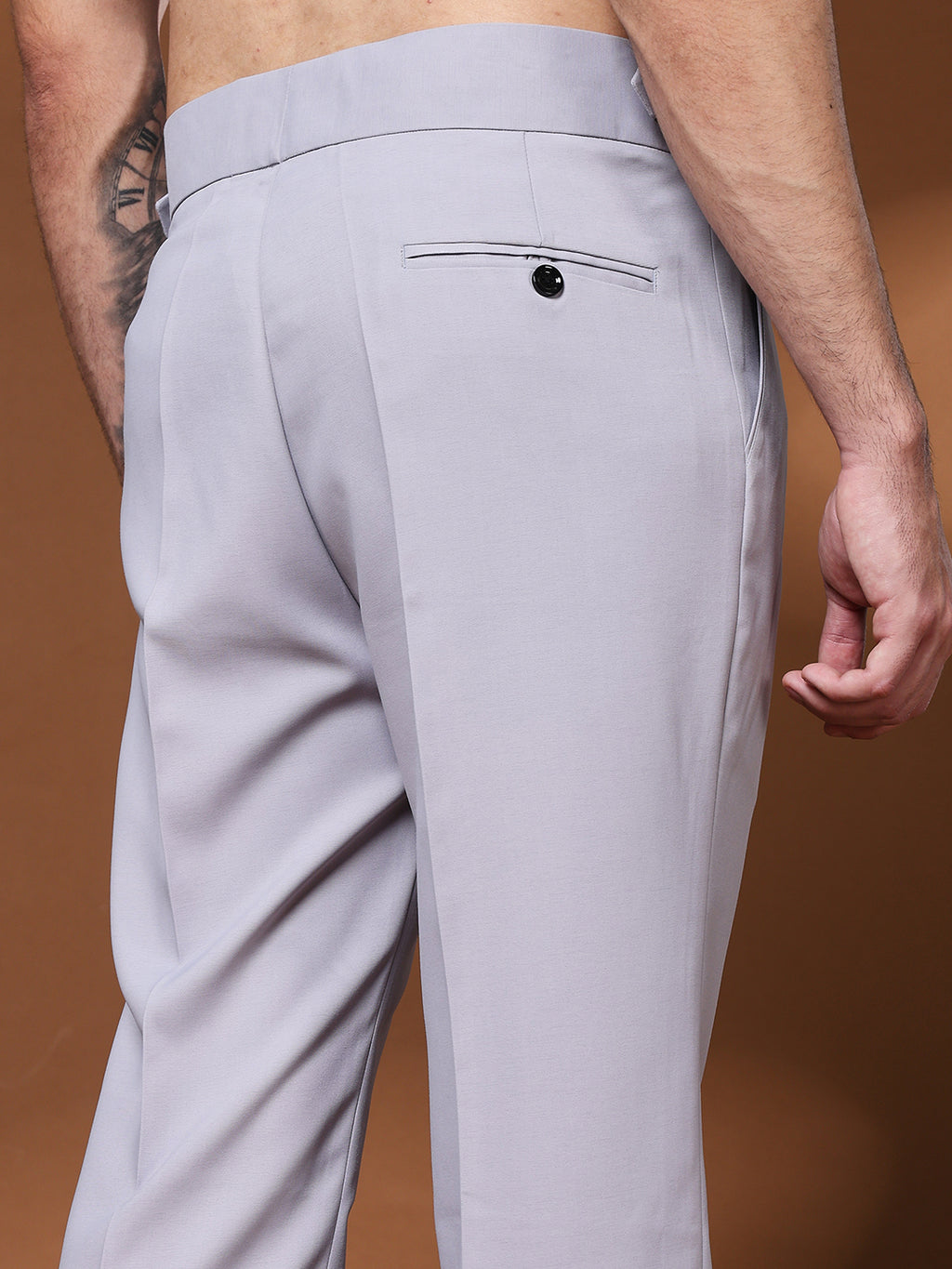 Bell Bottom Double Button Light Grey Gurkha Pants