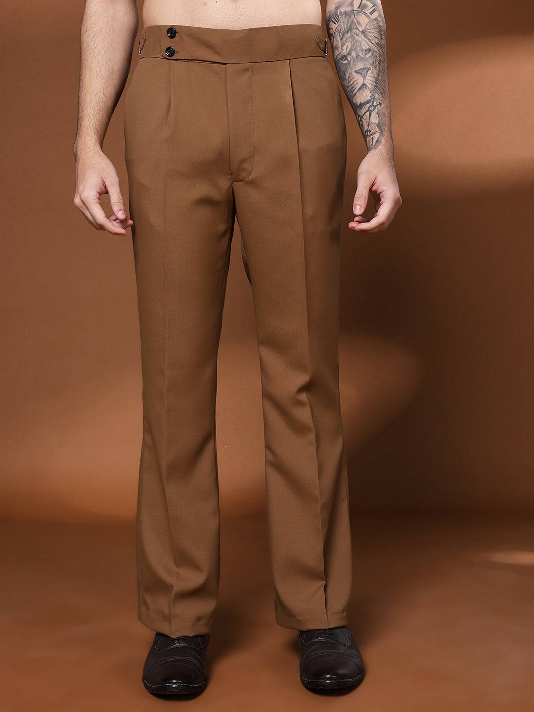 Bell Bottom Double Button Royal Brown Gurkha Pants