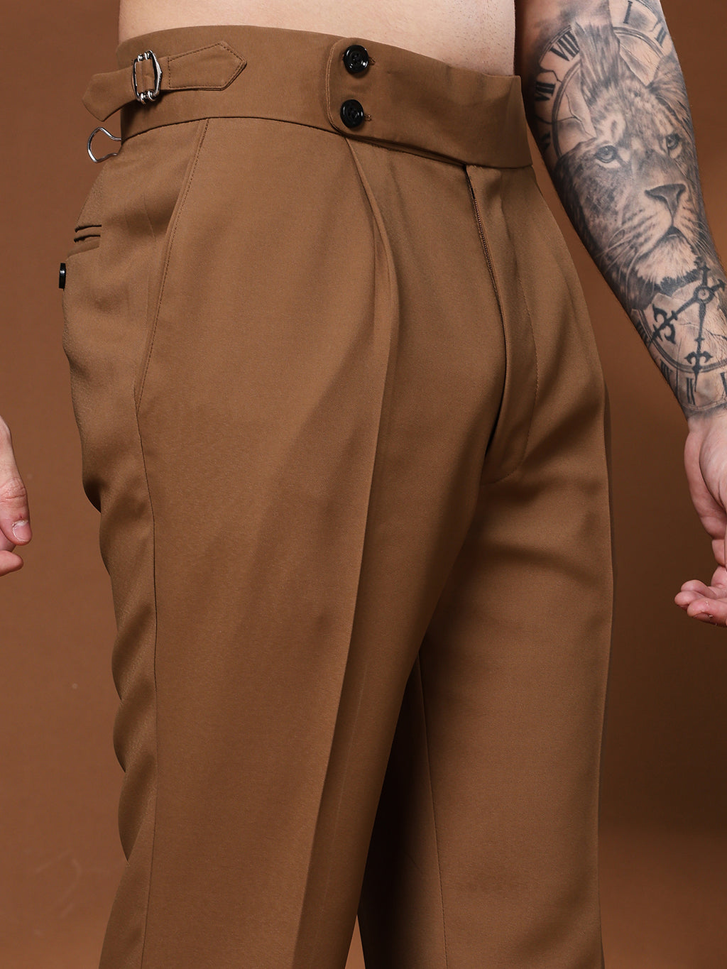 Bell Bottom Double Button Royal Brown Gurkha Pants