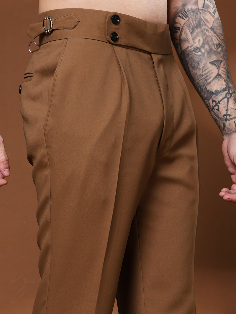 Bell Bottom Double Button Royal Brown Gurkha Pants