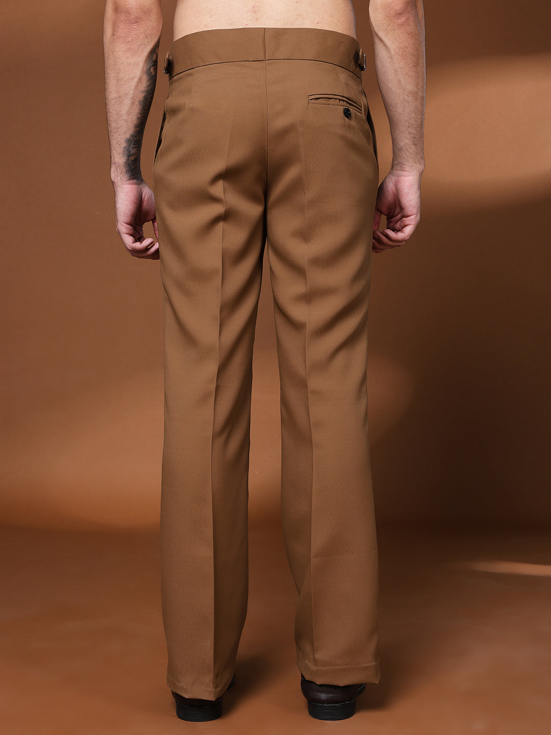 Bell Bottom Double Button Royal Brown Gurkha Pants
