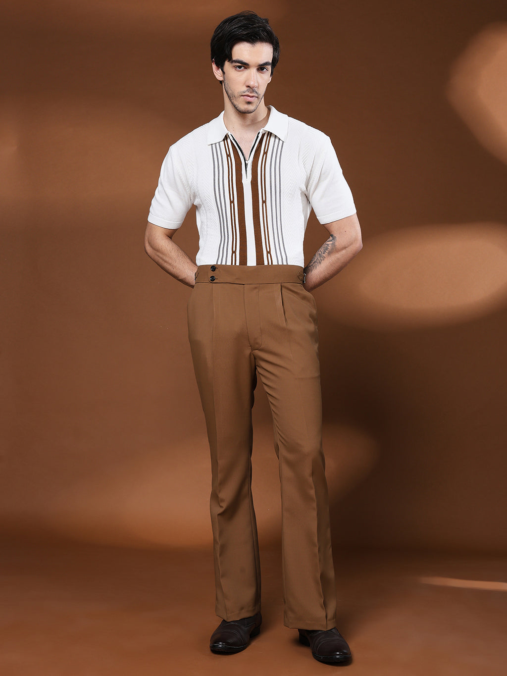Bell Bottom Double Button Royal Brown Gurkha Pants