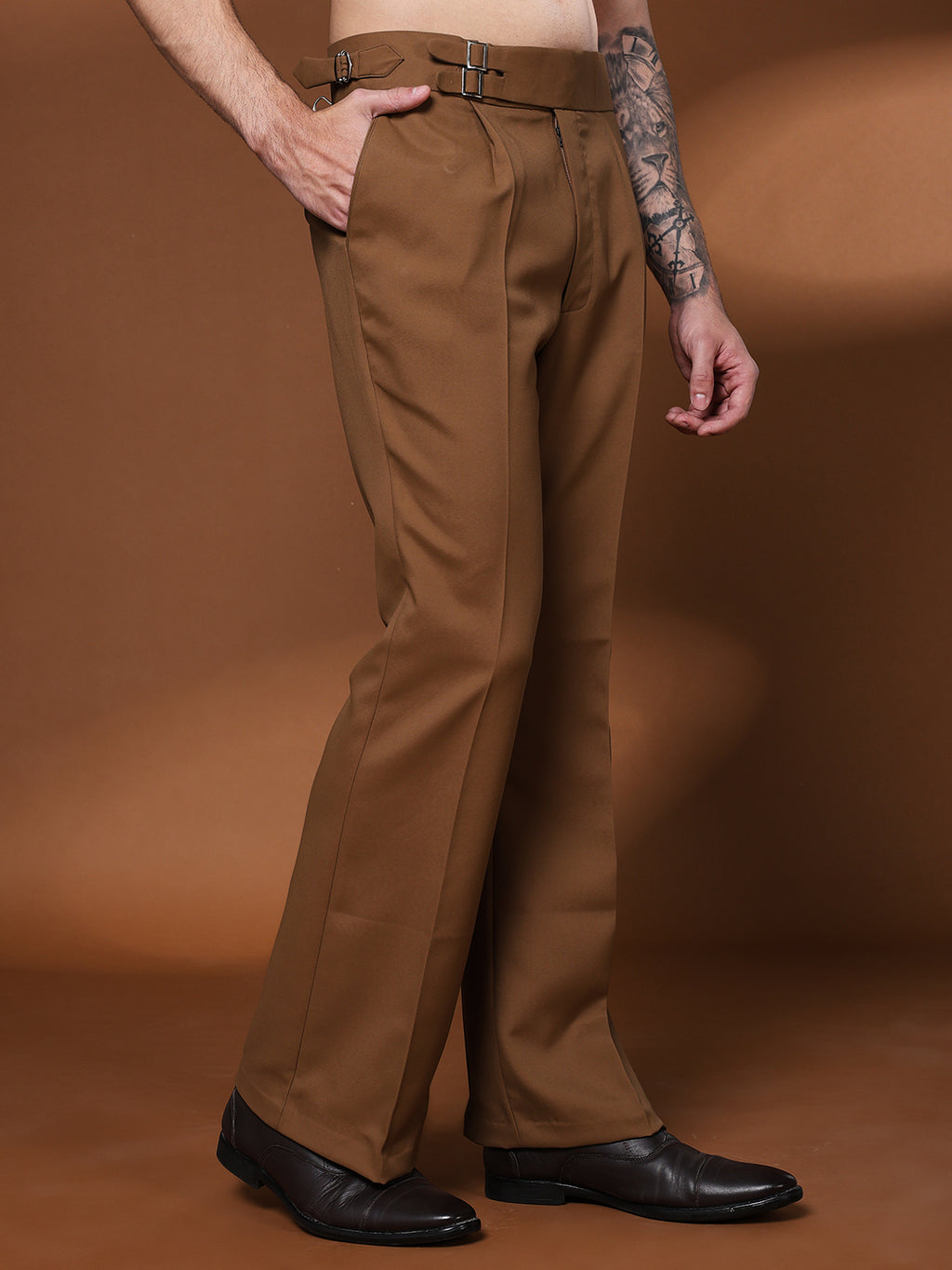Bell Bottom Double Buckle Royal Brown Gurkha Pants
