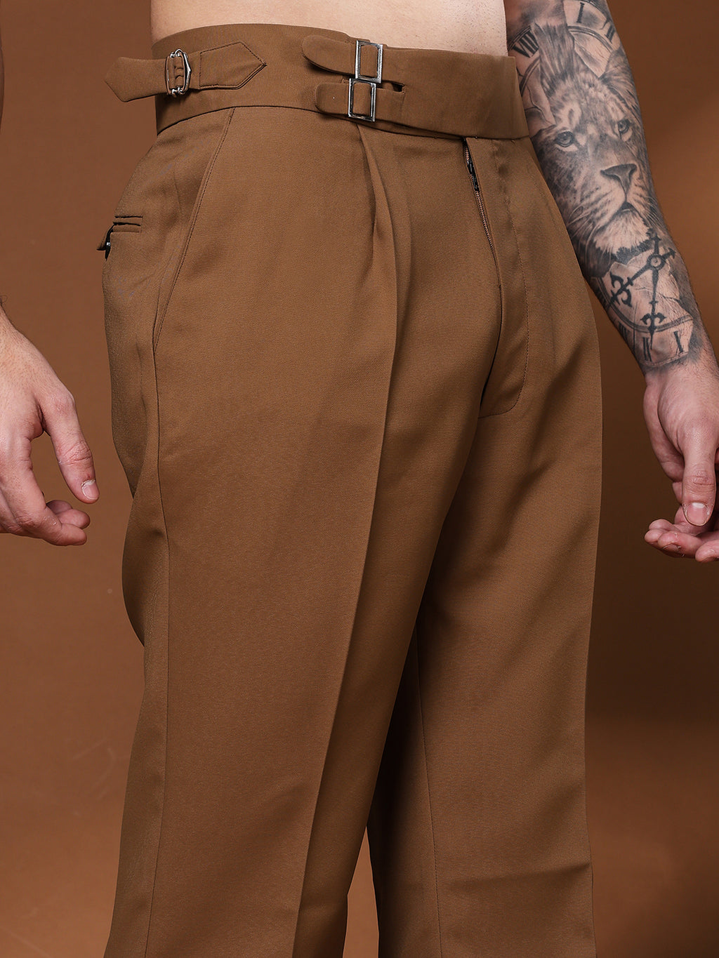 Bell Bottom Double Buckle Royal Brown Gurkha Pants