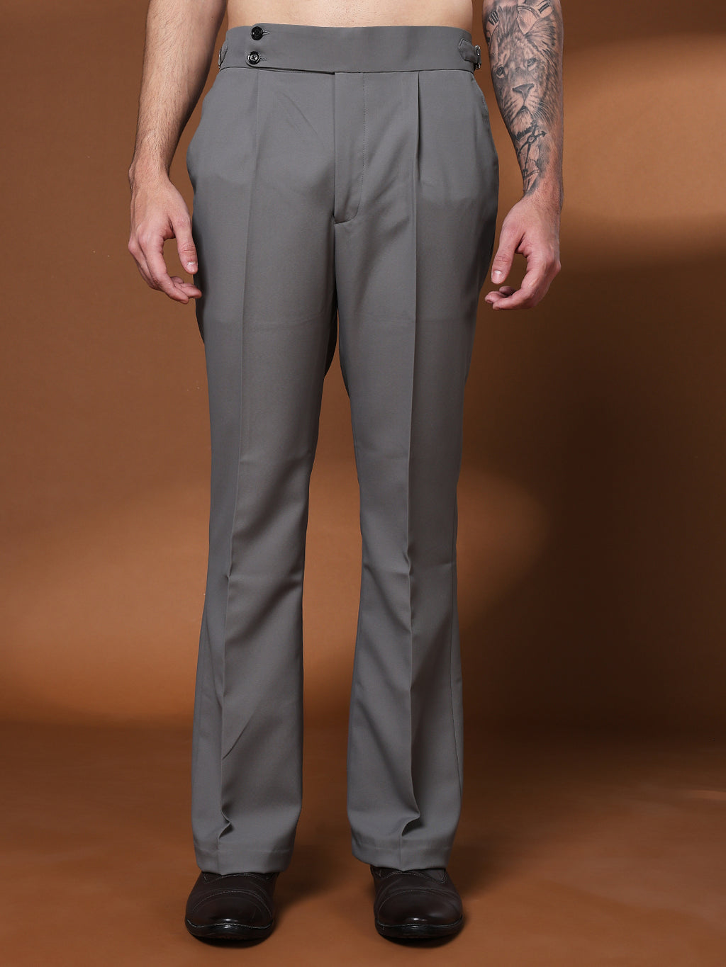 Bell Bottom Double Button Perfect Grey Gurkha Pants
