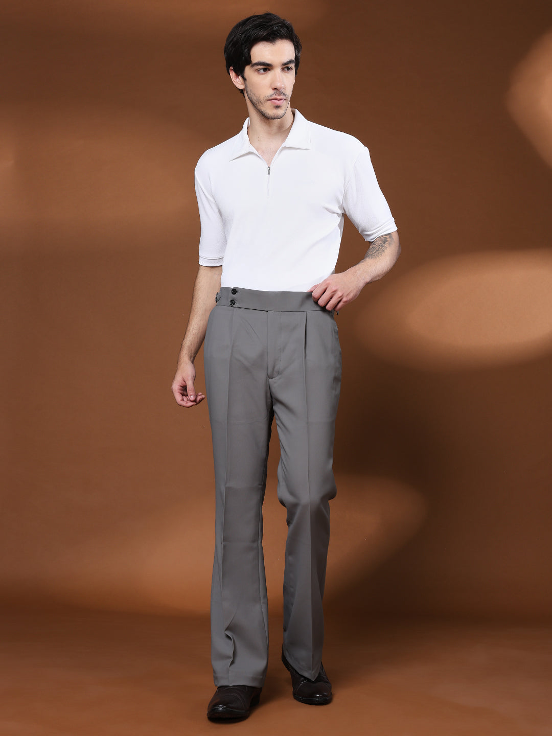 Bell Bottom Double Button Perfect Grey Gurkha Pants