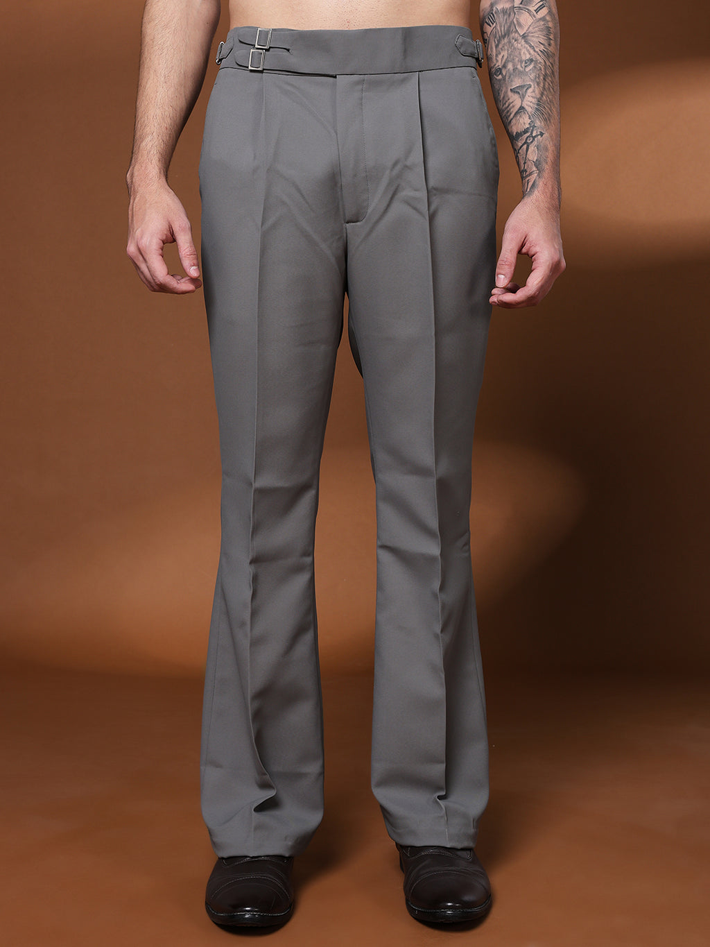 Bell Bottom Double Buckle Perfect Grey Gurkha Pants