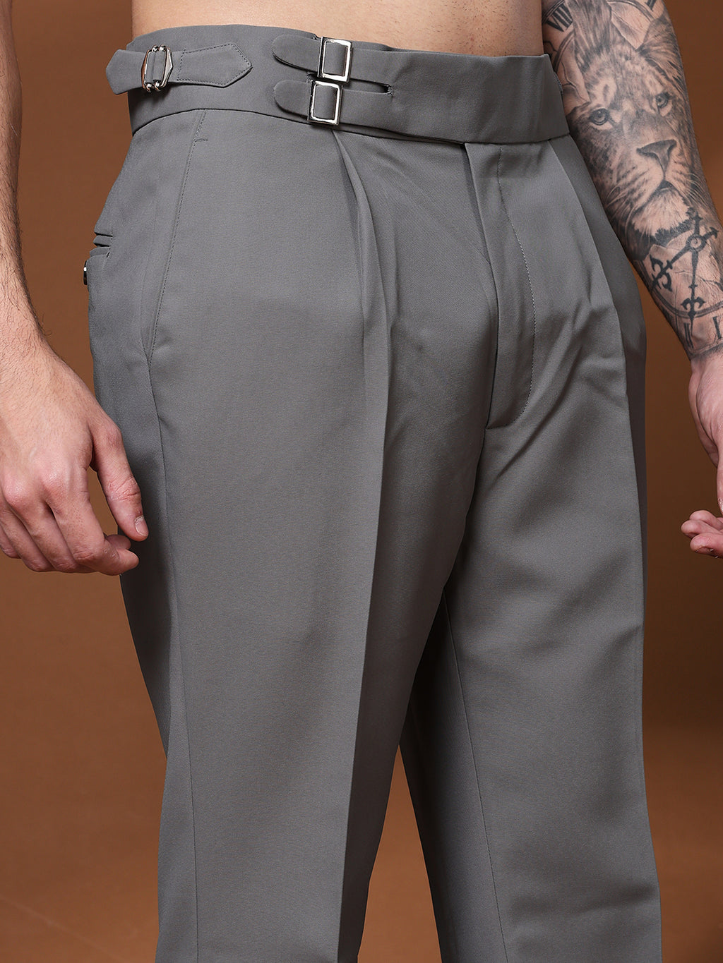 Bell Bottom Double Buckle Perfect Grey Gurkha Pants