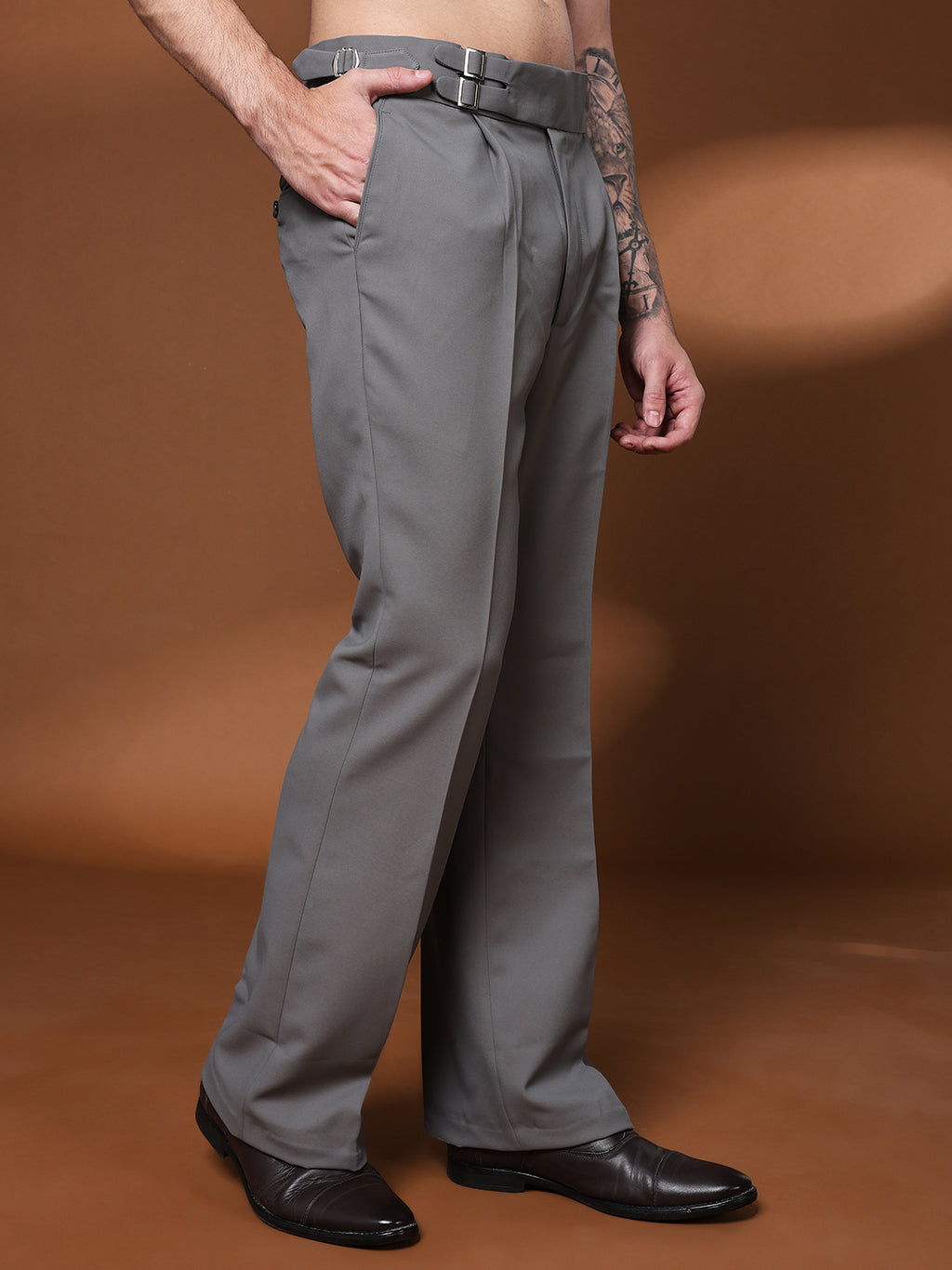 Bell Bottom Double Buckle Perfect Grey Gurkha Pants
