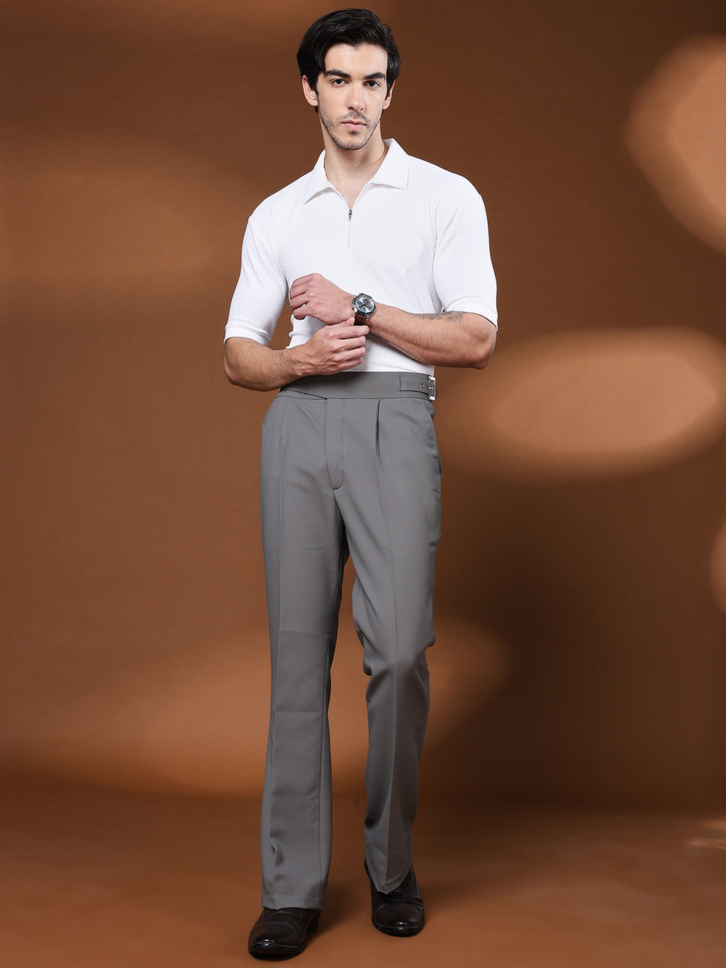 Bell Bottom Classic Buckle Perfect Grey Gurkha Pants