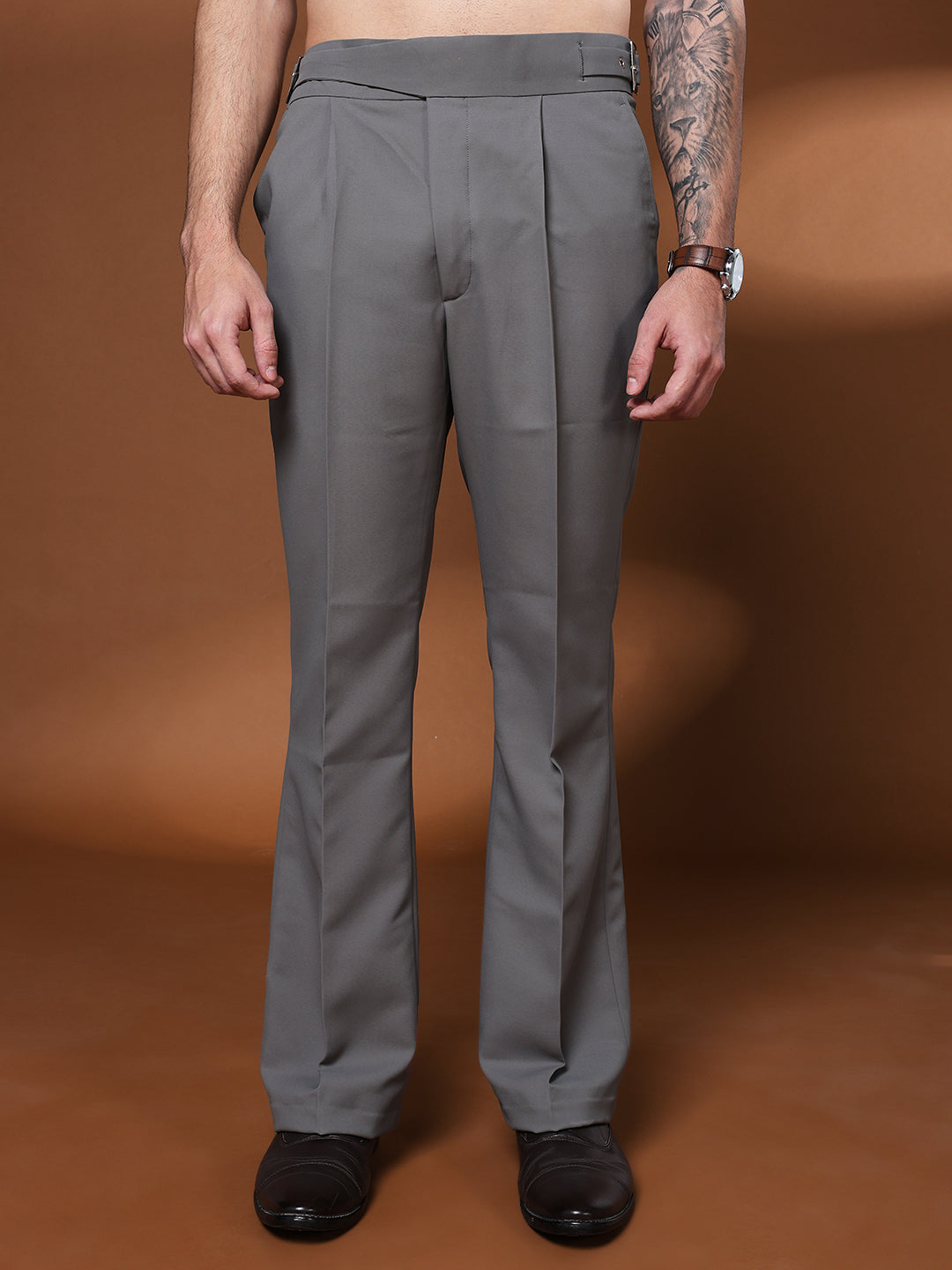 Bell Bottom Classic Buckle Perfect Grey Gurkha Pants