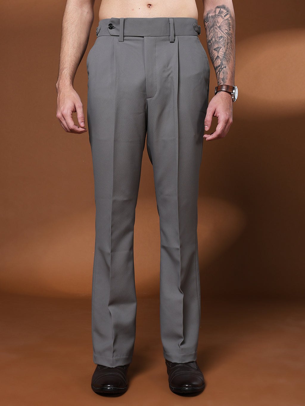 Bell Bottom Signature Buckle Perfect Grey Gurkha Pants