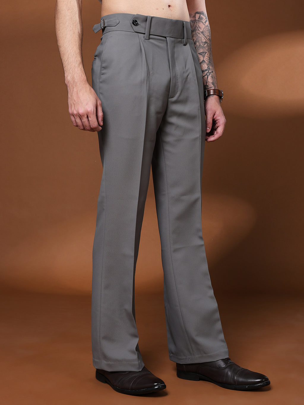 Bell Bottom Signature Buckle Perfect Grey Gurkha Pants