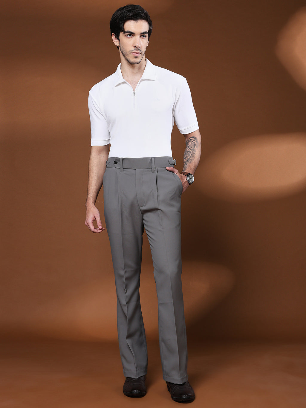 Bell Bottom Signature Buckle Perfect Grey Gurkha Pants