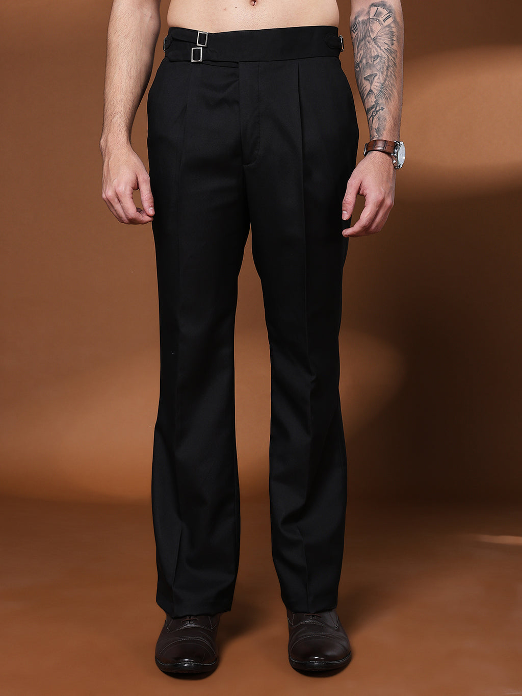 Bell Bottom Double Buckle Royal Black Gurkha Pants