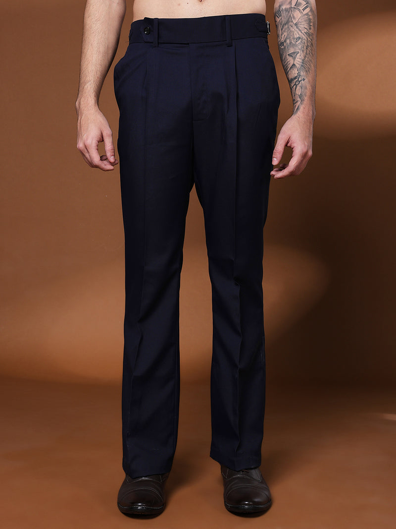 Bell Bottom Signature Buckle Navy Blue Gurkha Pants