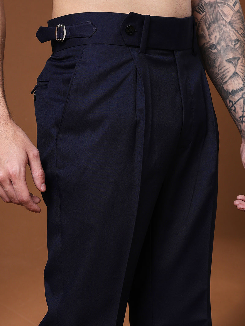 Bell Bottom Signature Buckle Navy Blue Gurkha Pants