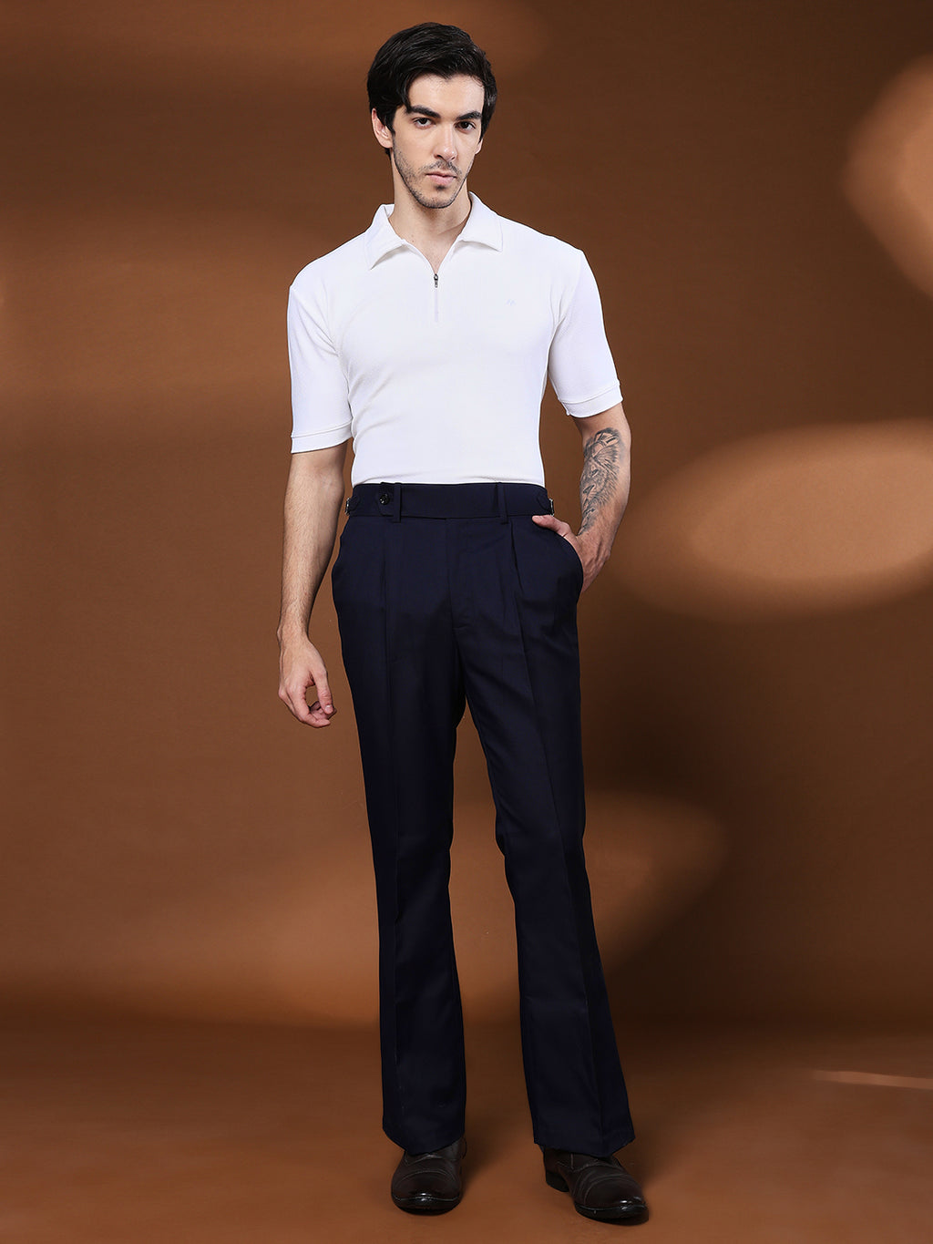 Bell Bottom Signature Buckle Navy Blue Gurkha Pants