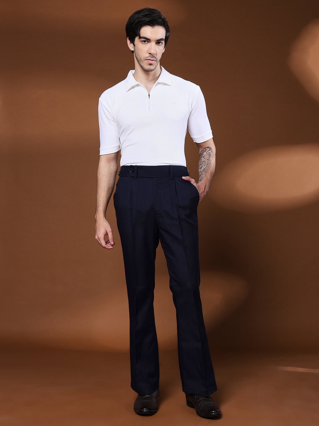 Bell Bottom Signature Buckle Navy Blue Gurkha Pants