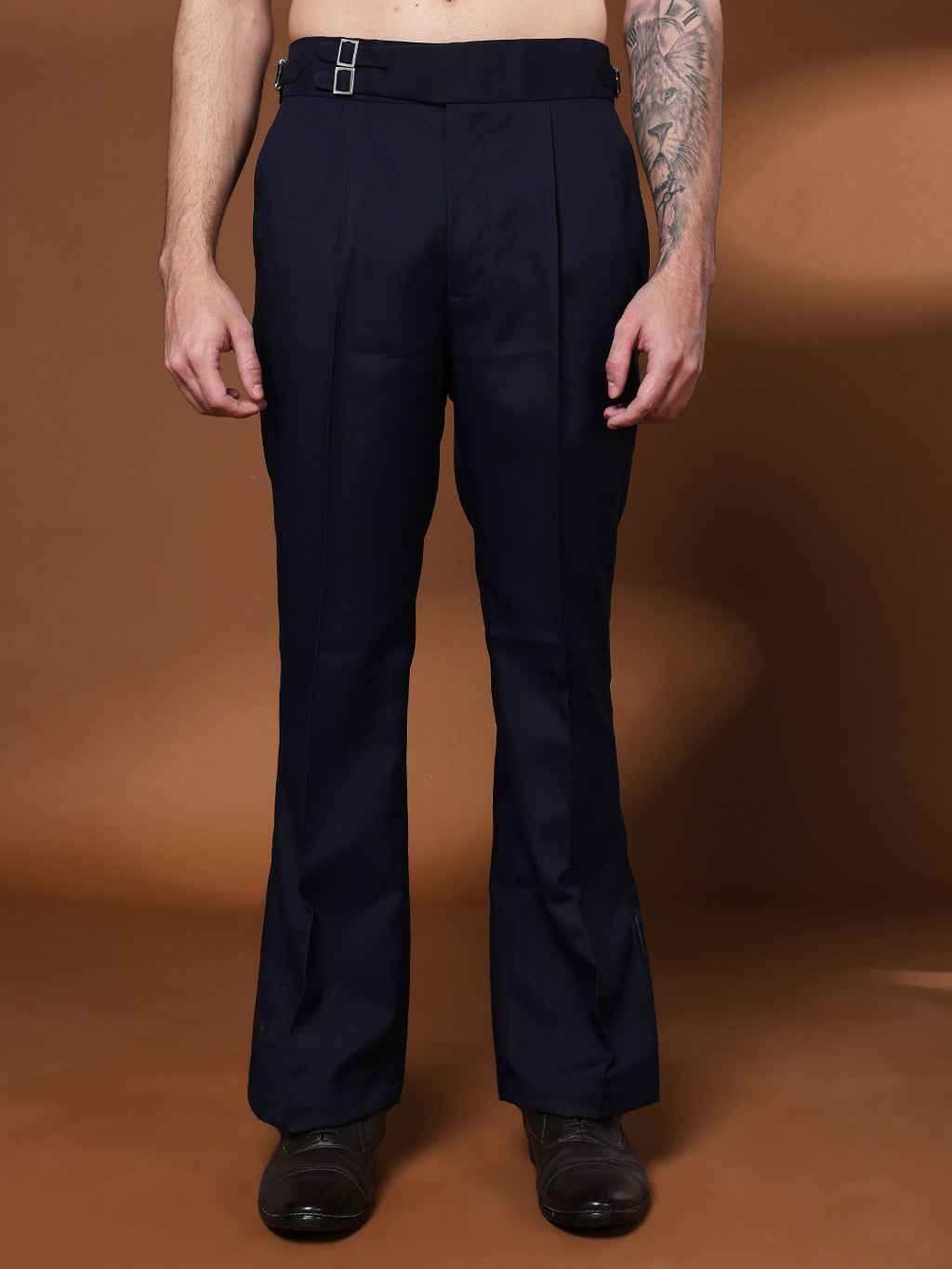 Bell Bottom Double Buckle Navy Blue Gurkha Pants