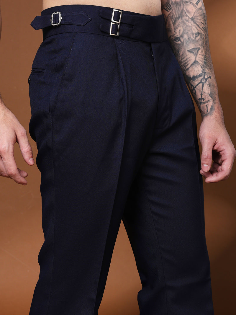 Bell Bottom Double Buckle Navy Blue Gurkha Pants