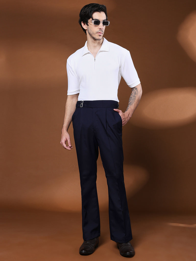 Bell Bottom Double Buckle Navy Blue Gurkha Pants