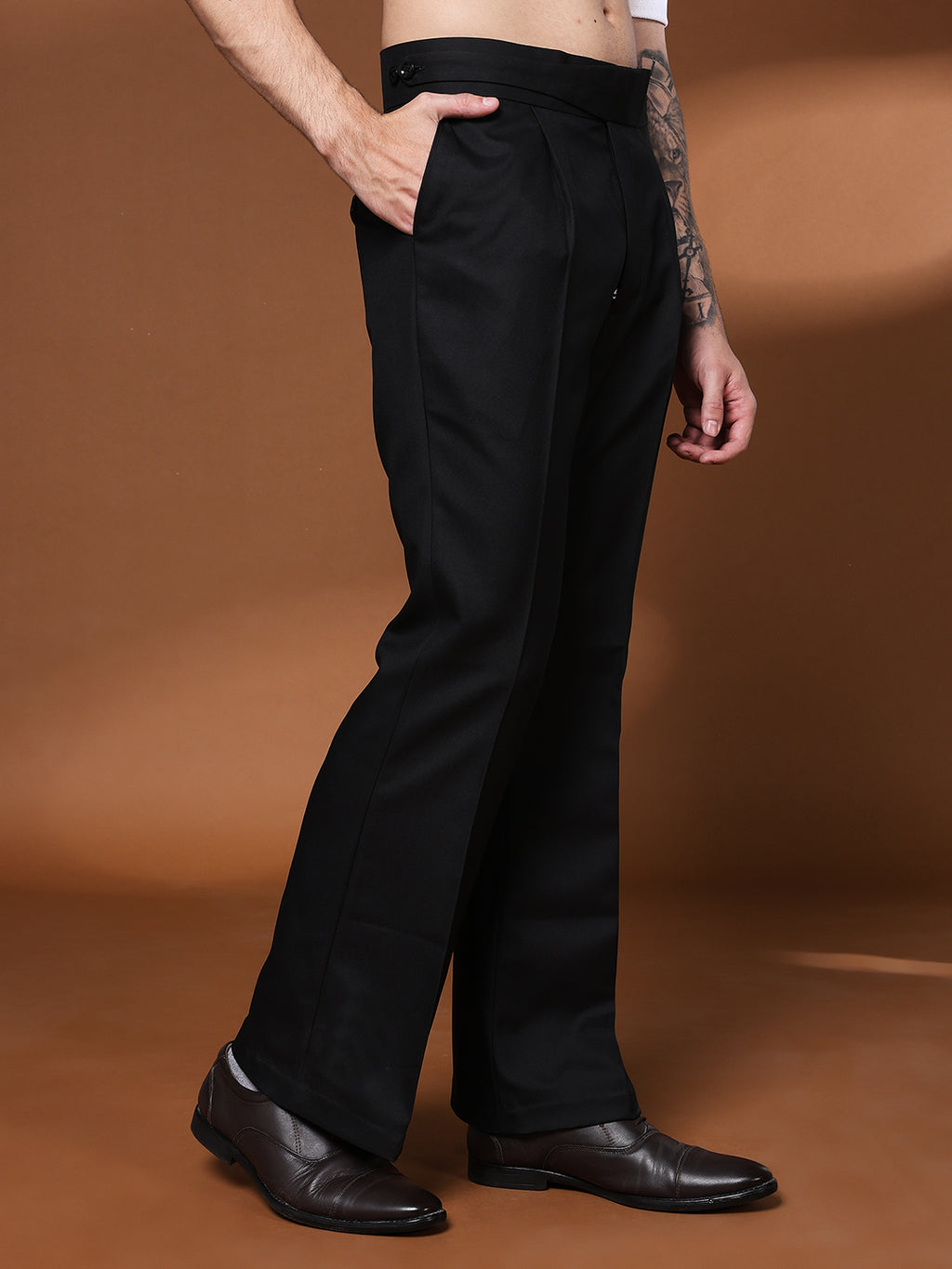 Bell Bottom Classic Button Royal Black Gurkha Pants