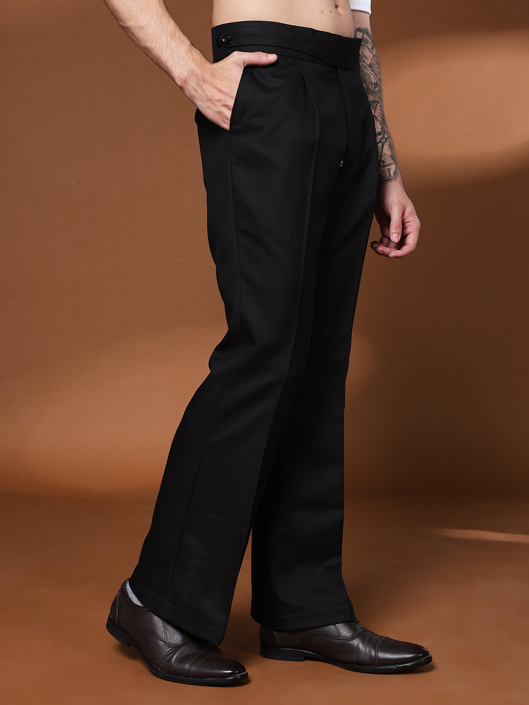 Bell Bottom Classic Button Royal Black Gurkha Pants
