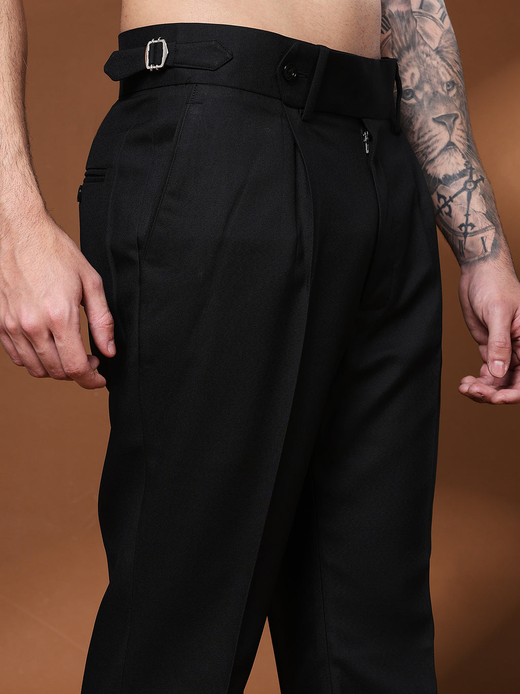 Bell Bottom Signature Buckle Royal Black Gurkha Pants