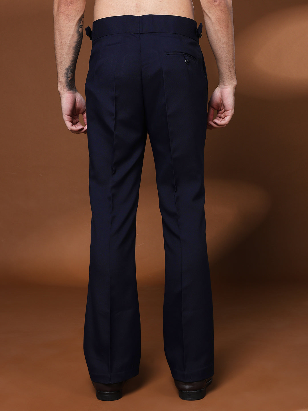 Bell Bottom Single Buckle Navy Blue Gurkha Pants