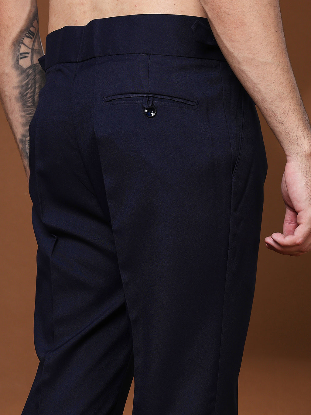 Bell Bottom Single Buckle Navy Blue Gurkha Pants