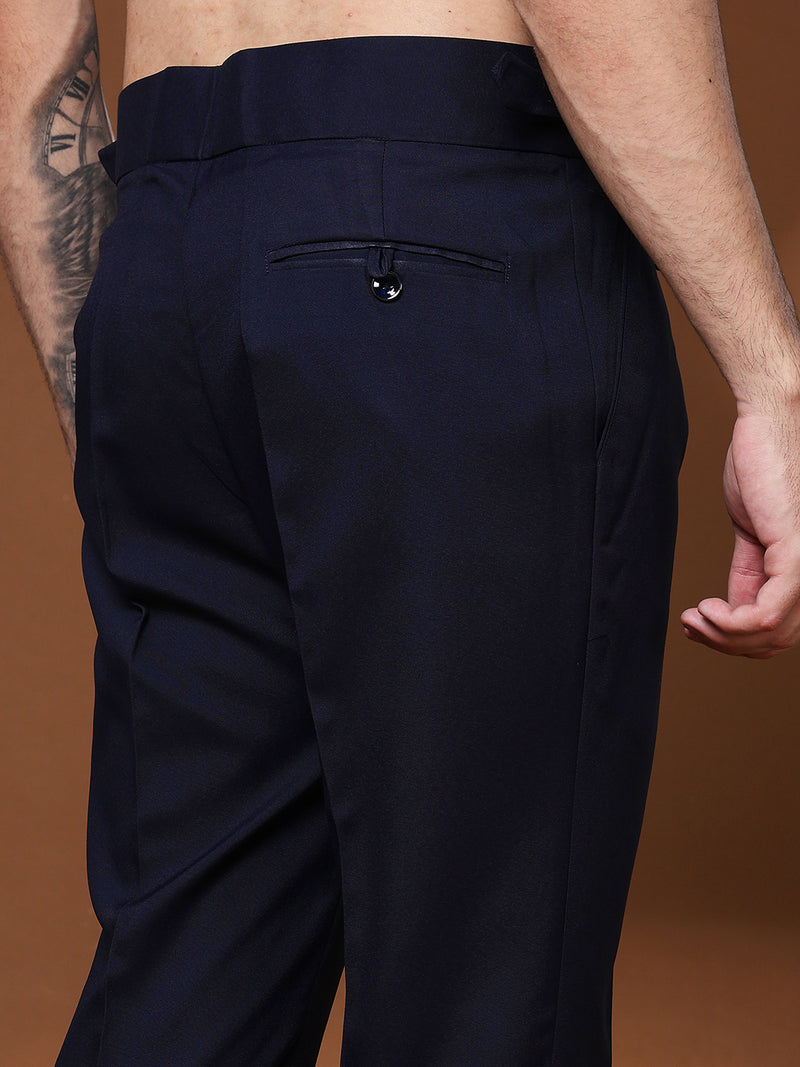 Bell Bottom Single Buckle Navy Blue Gurkha Pants