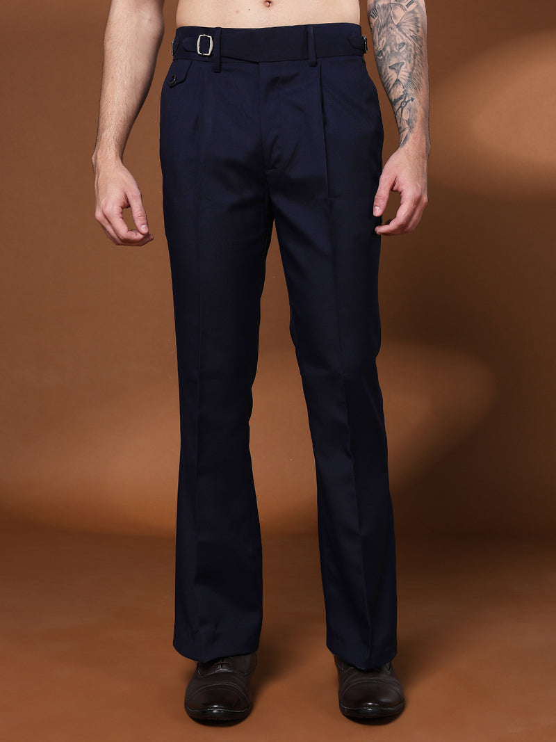 Bell Bottom Single Buckle Navy Blue Gurkha Pants
